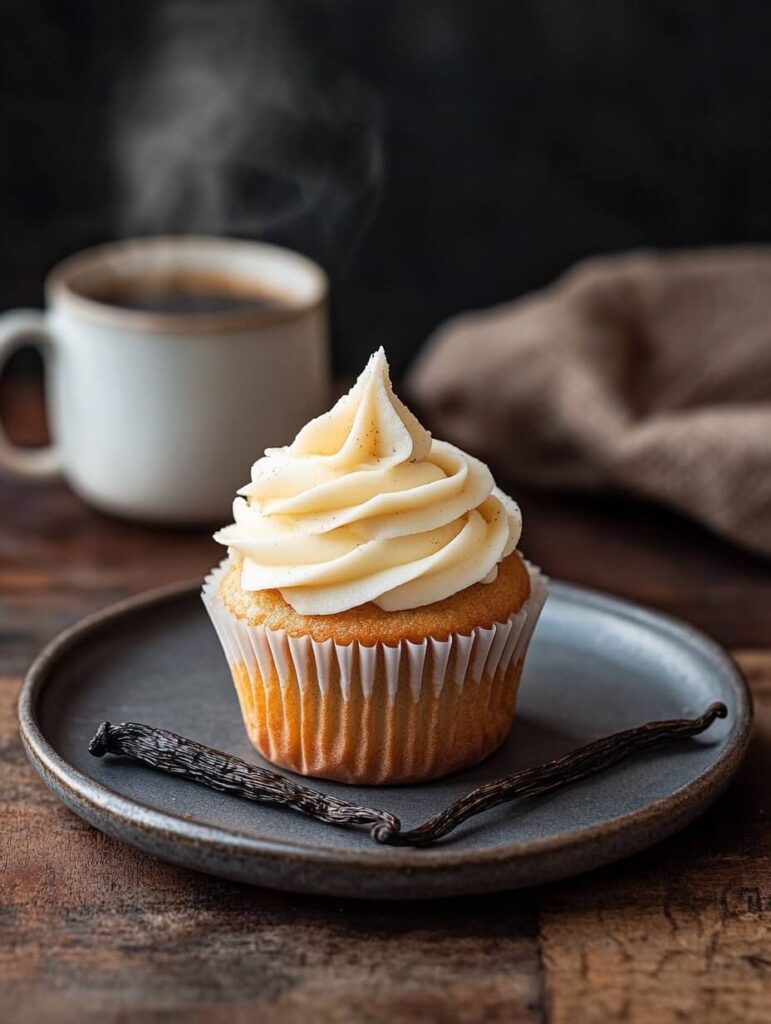 Classic Vanilla Bean Cupcake with Coffee