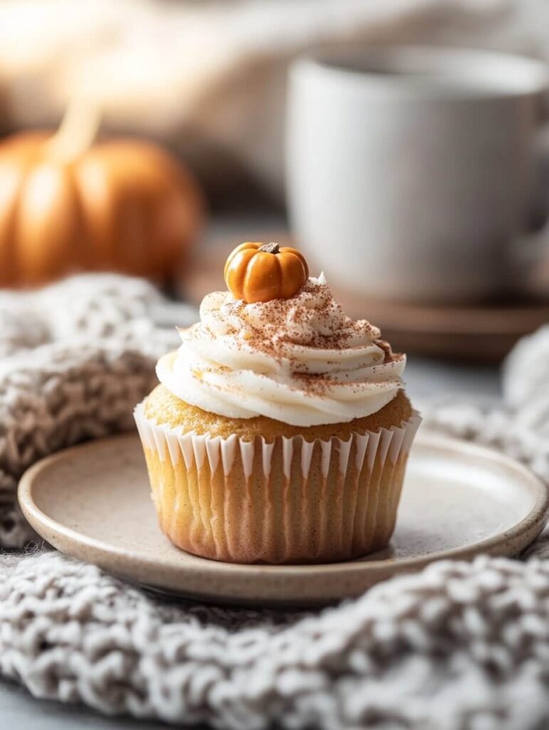 Cozy Single Pumpkin Cupcake with Buttercream Frosting