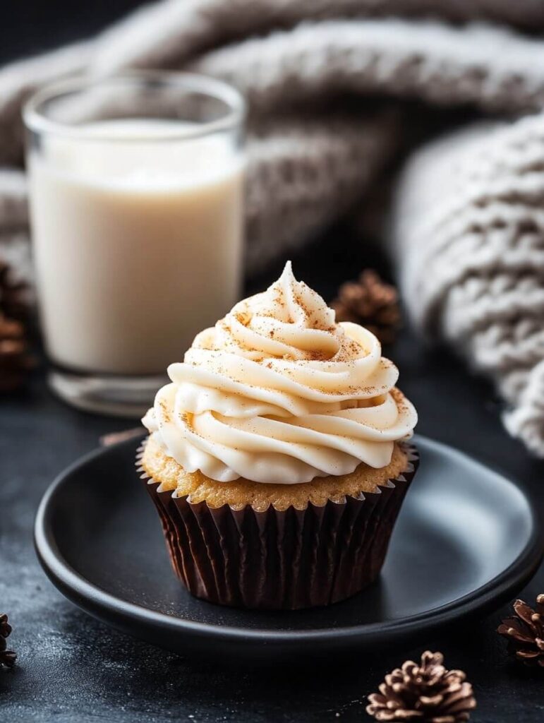 Cozy Winter Eggnog Cupcake