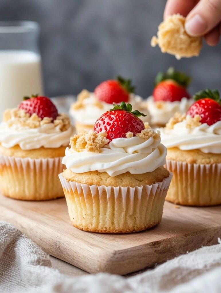 Crumb Topped Strawberry Cupcakes