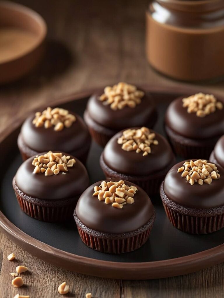 Dark Chocolate Cupcakes with Peanut Topping