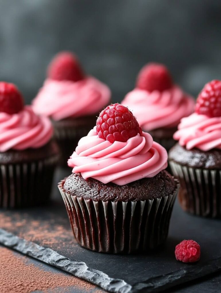 Dark Chocolate Raspberry Cupcakes