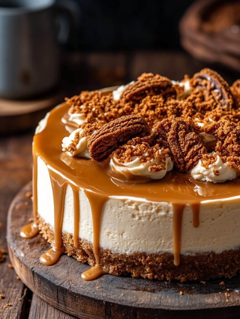 Decadent Biscoff Cheesecake with Cookie Garnish