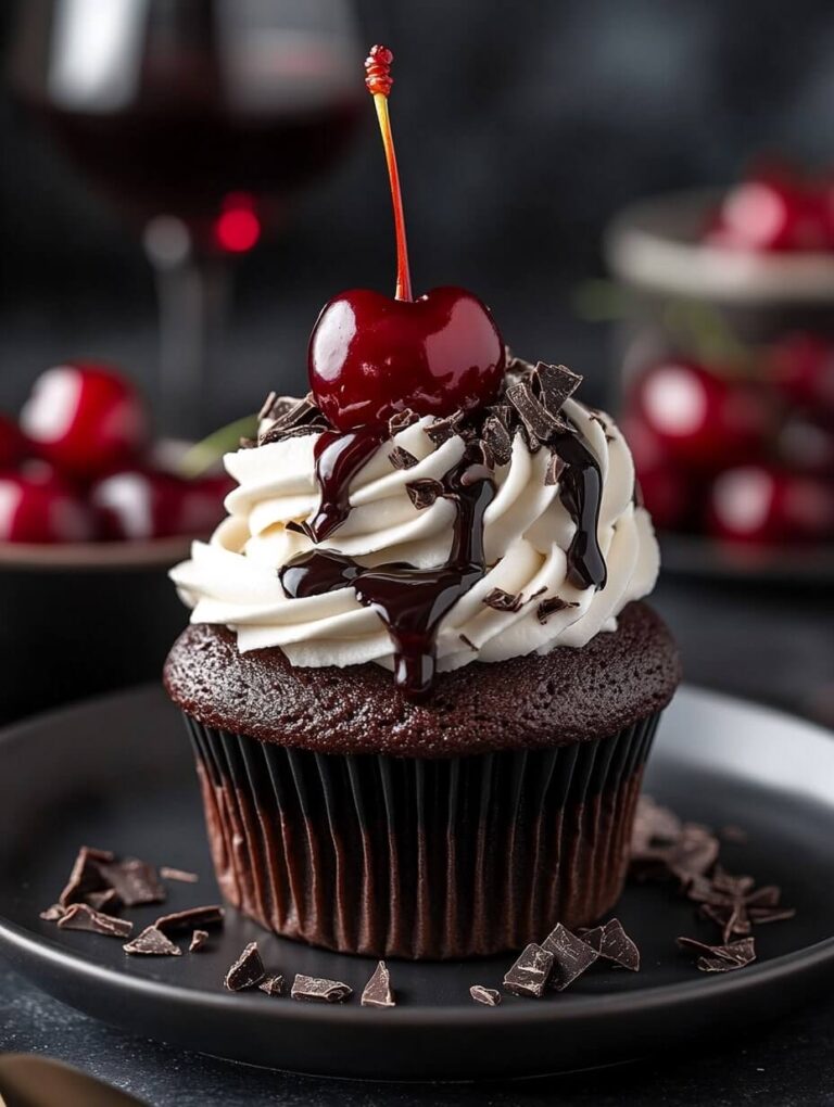 Decadent Black Forest Cupcake with Cherry on Top