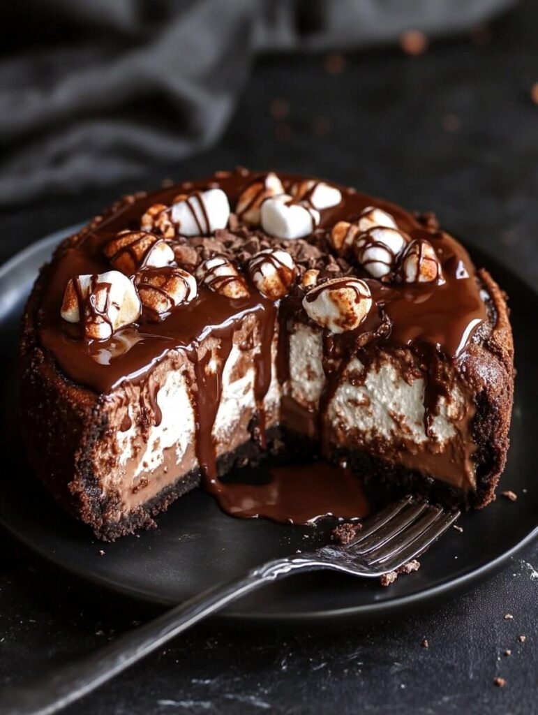 Decadent Chocolate Cheesecake with Melted Drizzle