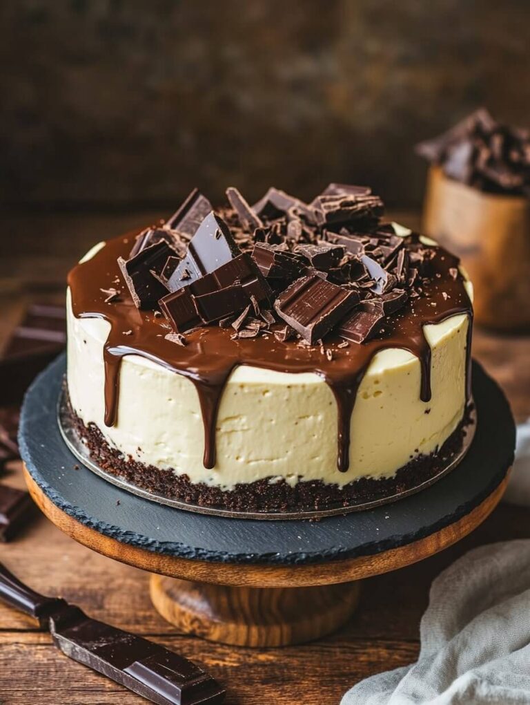 Decadent Chocolate Chunk Cheesecake with Ganache Drip