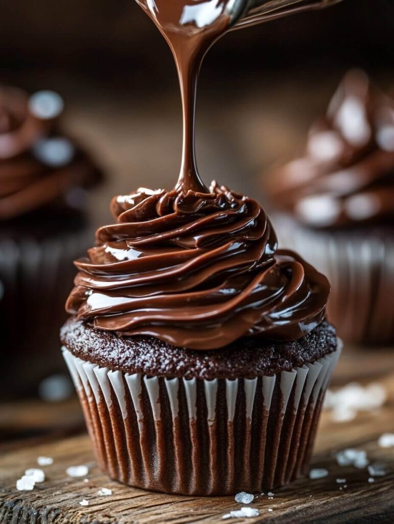 Decadent Chocolate Ganache Cupcake Drizzle