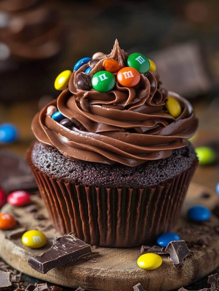 Decadent Chocolate M&M Cupcake