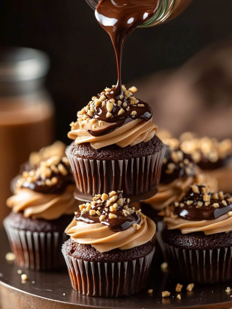 Decadent Chocolate Peanut Butter Cupcake Stack