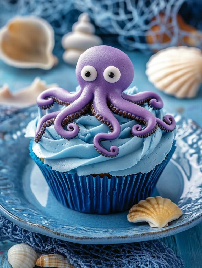 Deep Sea Purple Octopus Cupcake