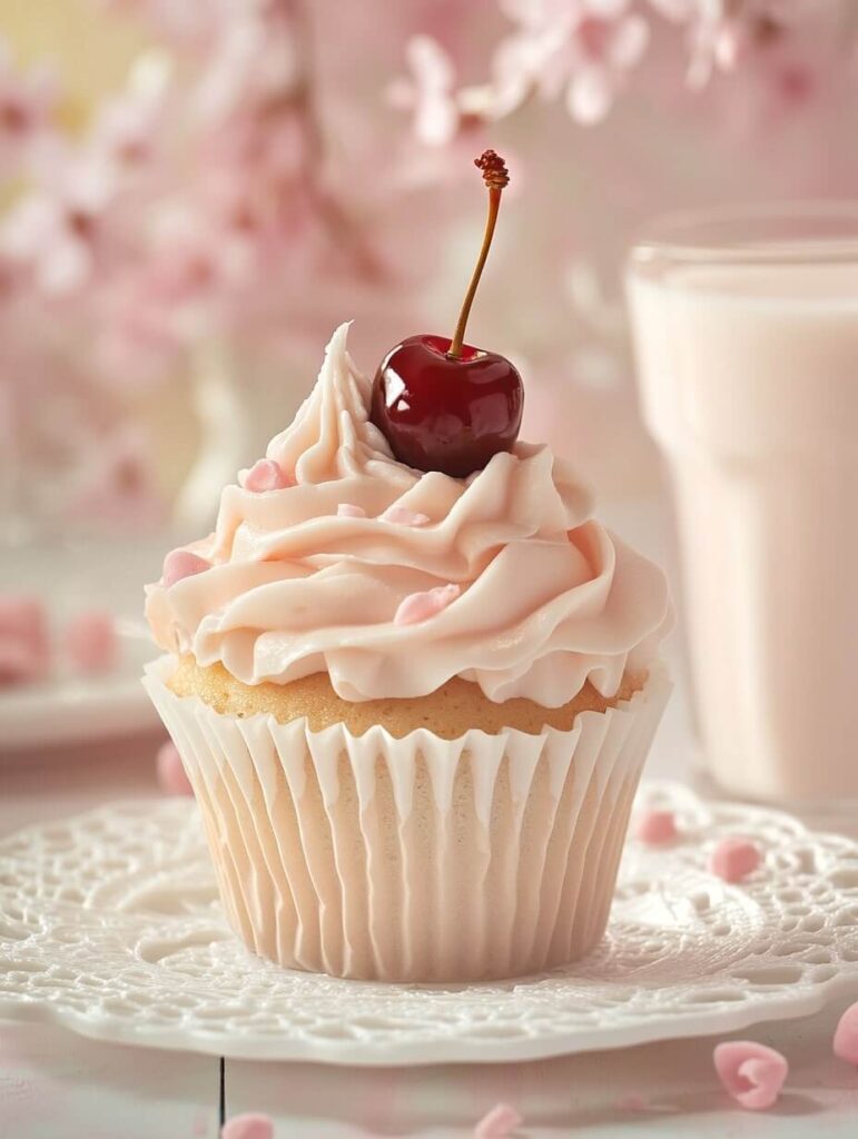 Delicate Cherry Blossom Cupcake with Soft Pink Frosting