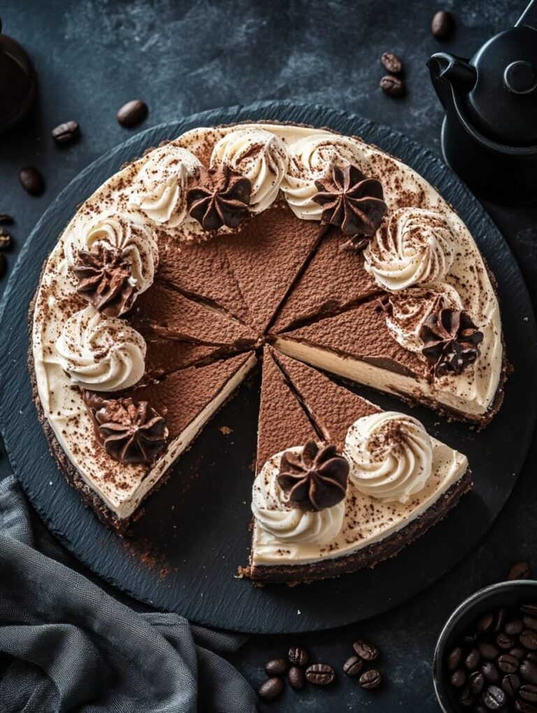 Elegant Cappuccino Cheesecake with Swirls