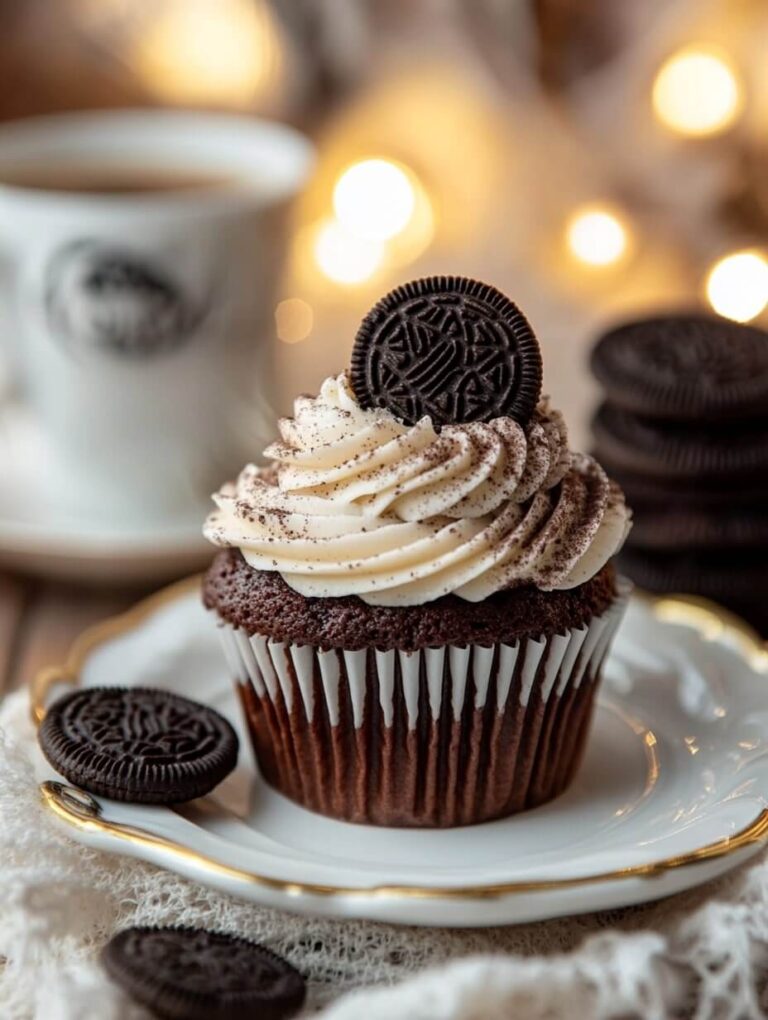 Chocolate Mousse Cupcakes with Whipped Strawberry Cream Cheese Frosting