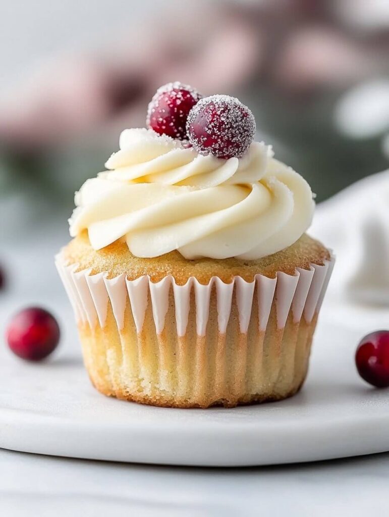 Elegant Cranberry-Topped Cupcake