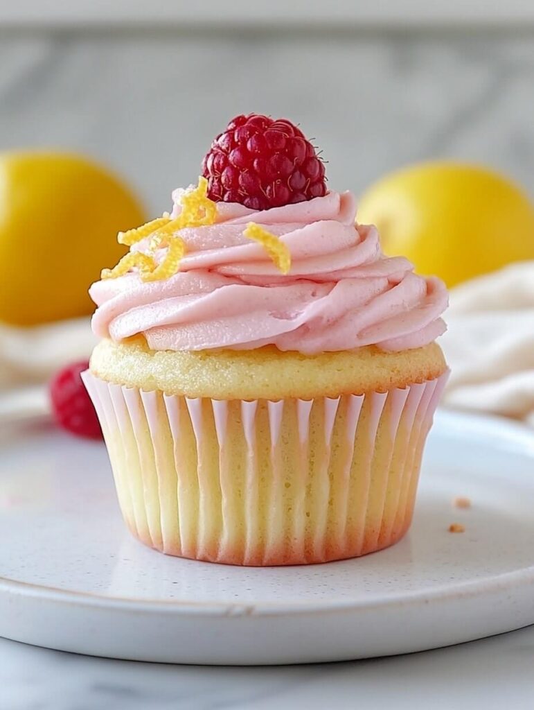 Elegant Lemon Raspberry Cupcake