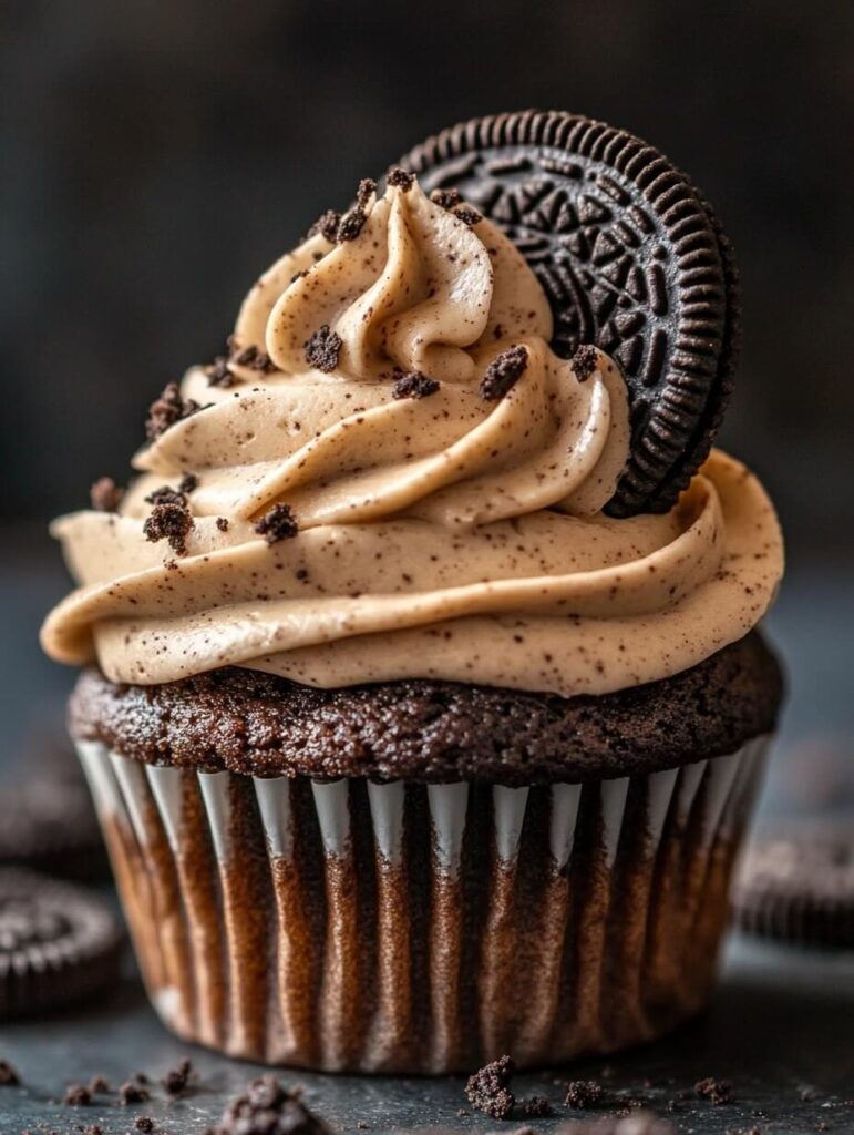 Elegant Oreo Cupcake with Chocolate Cookie Garnish