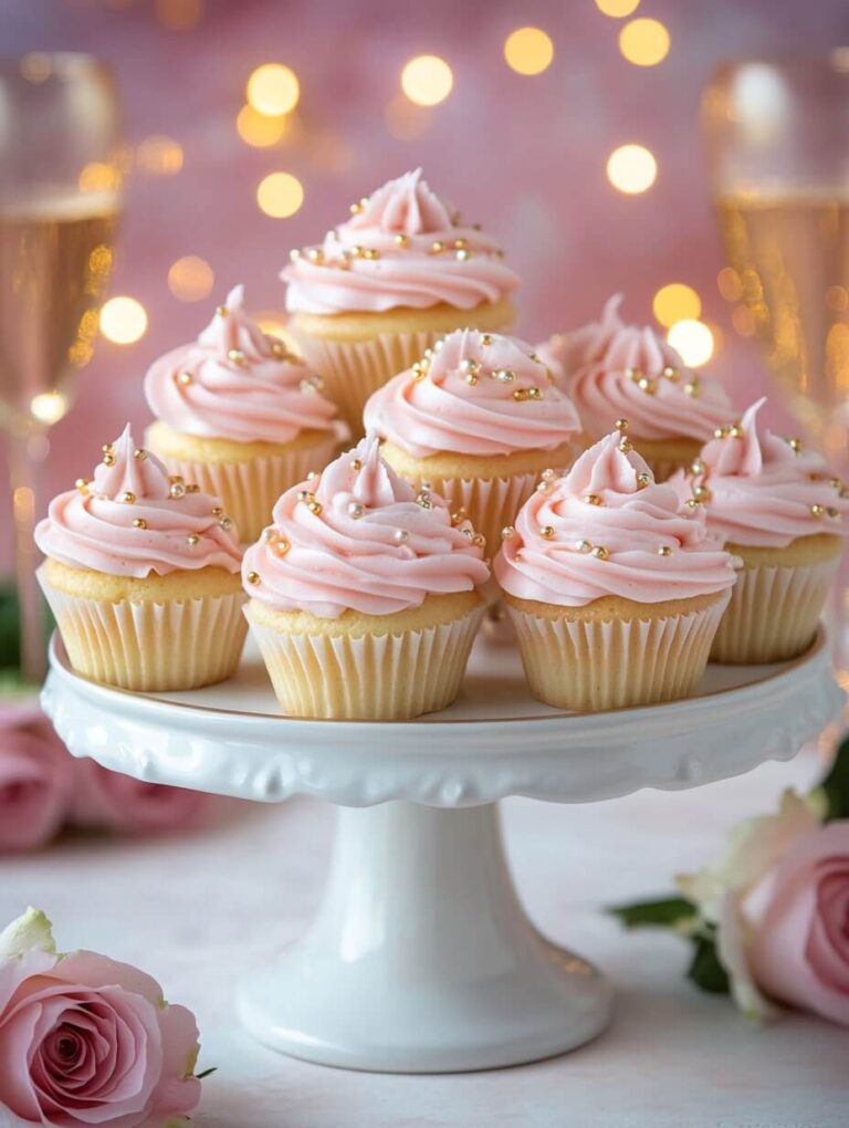 Elegant Pink Champagne Cupcakes