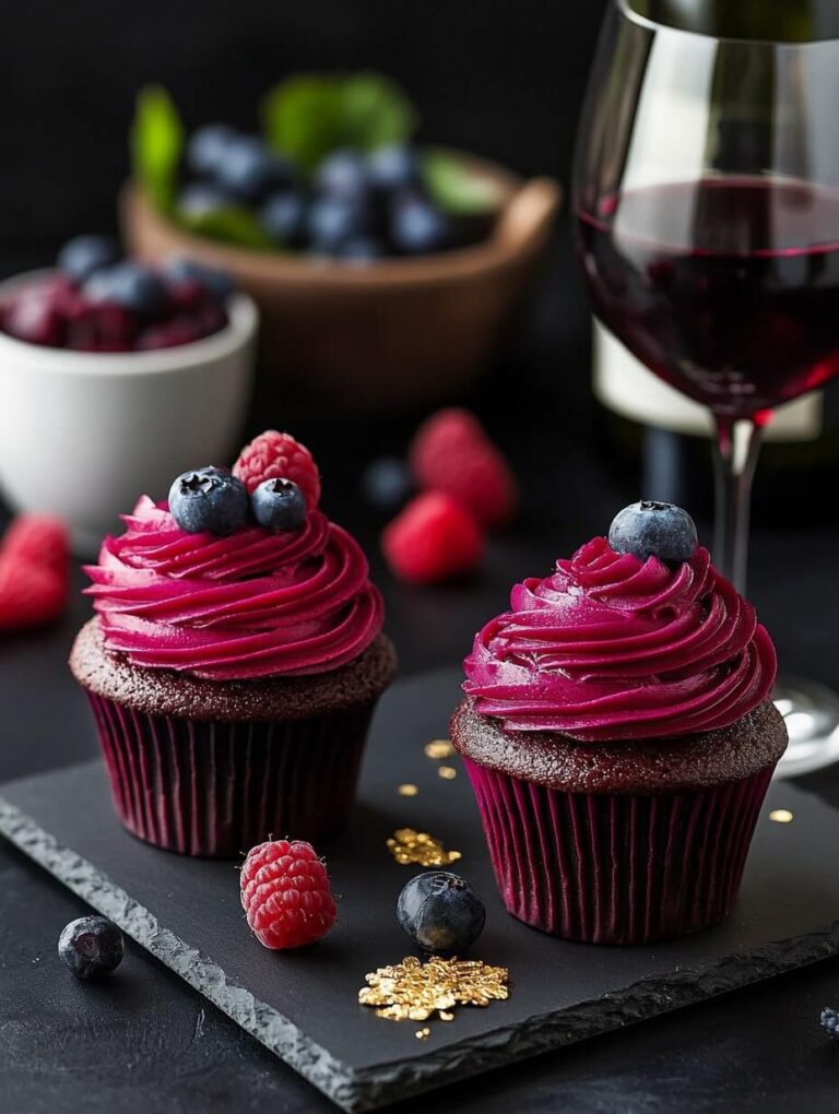 Elegant Sangria Cupcakes with Gold Accents