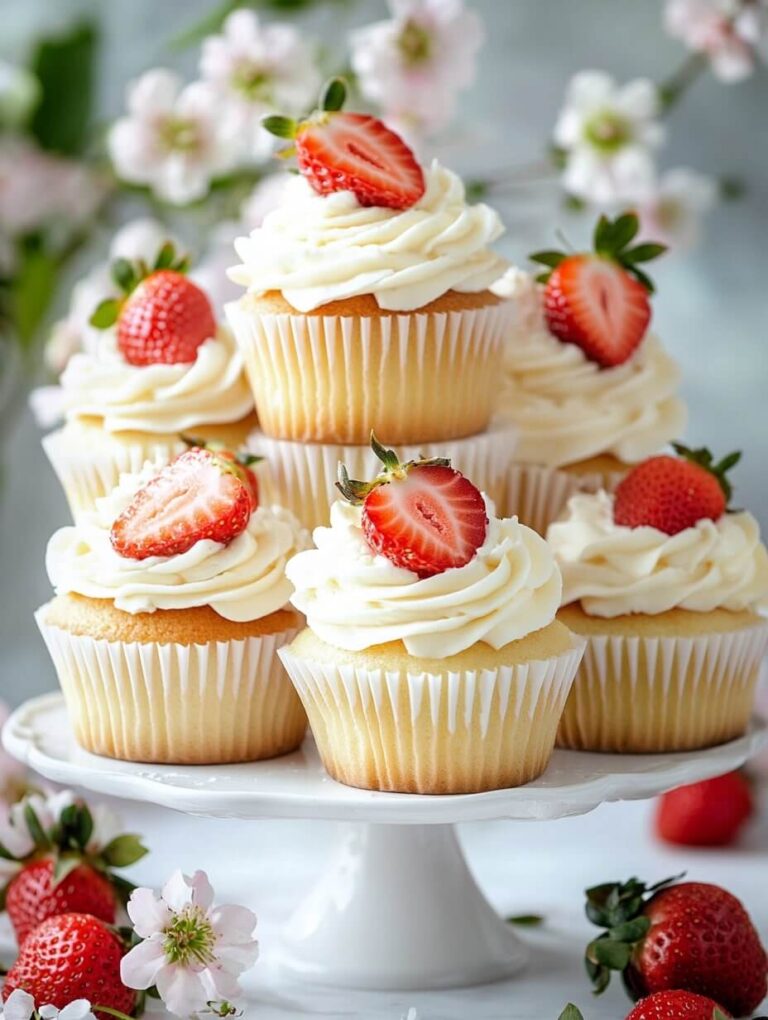 Elegant Strawberry Cupcake Display