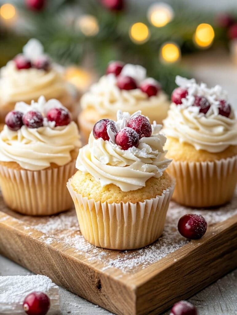 Festive Cranberry Cupcakes with Sugared Berries