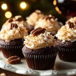 Festive German Chocolate Cupcakes with Toasted Coconut