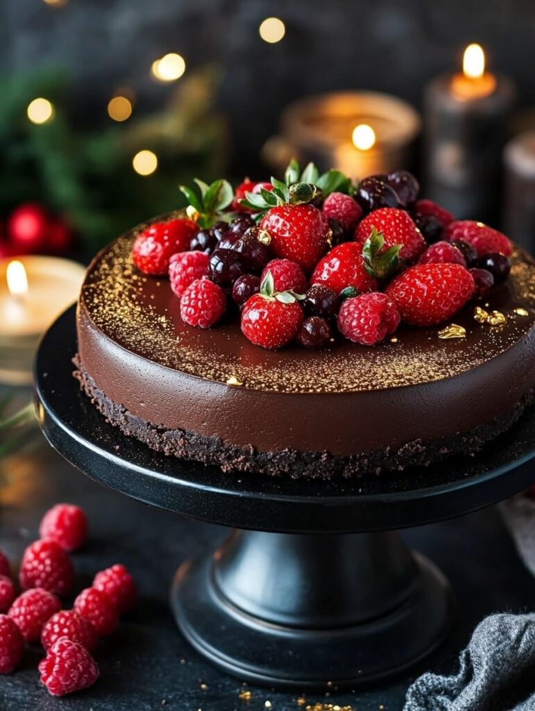 Festive Presentation with Berries and Gold Dust