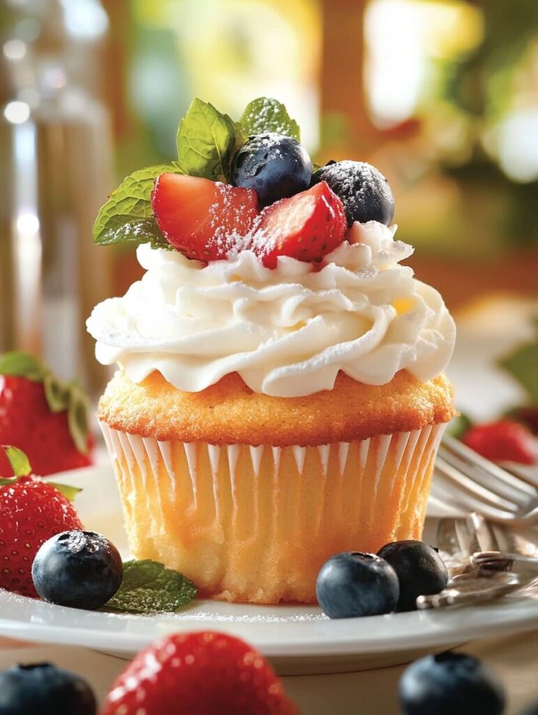 Fresh Berry Bliss Cupcake with Whipped Cream