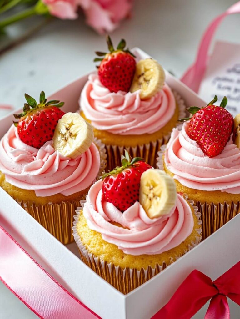 Gift Box of Strawberry Banana Cupcakes