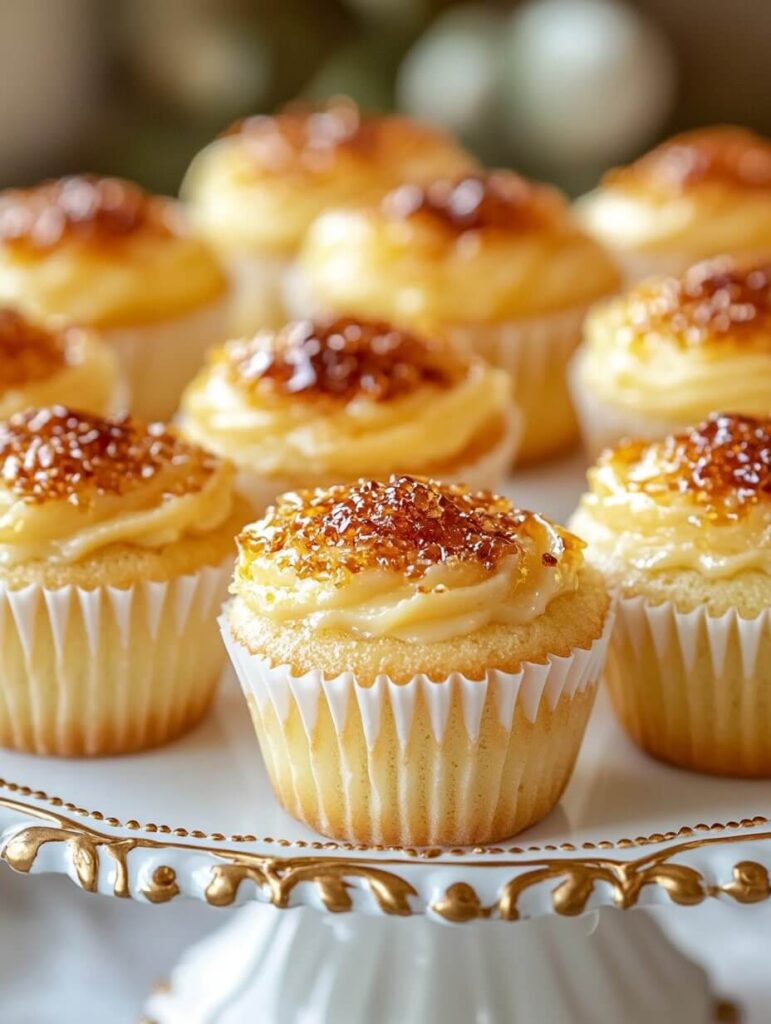 Golden Caramel Crust Crème Brûlée Cupcakes