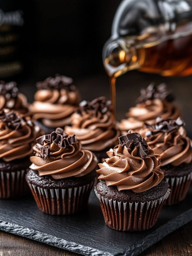 Gourmet Chocolate Cupcakes with Whiskey Ganache