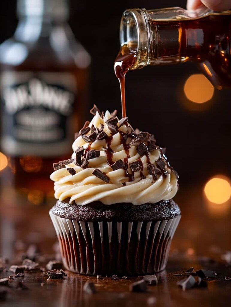 Jack Daniel's Cupcake with a Drizzle of Whiskey Syrup