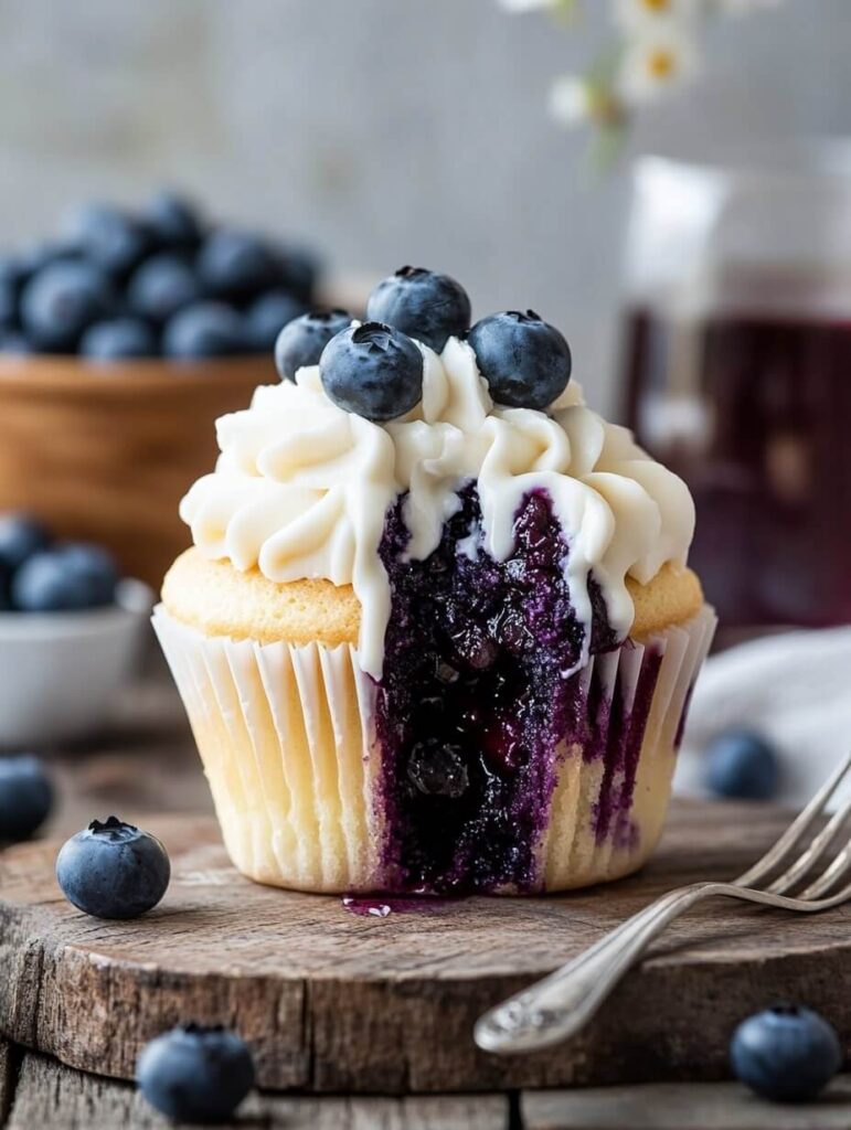 Juicy Blueberry Filled Cupcake