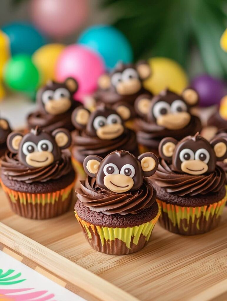 Jungle Party Monkey Cupcakes