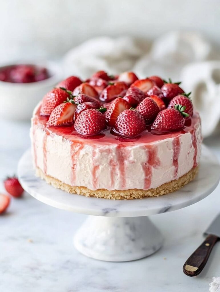 Keto Strawberry Cheesecake with Glossy Topping