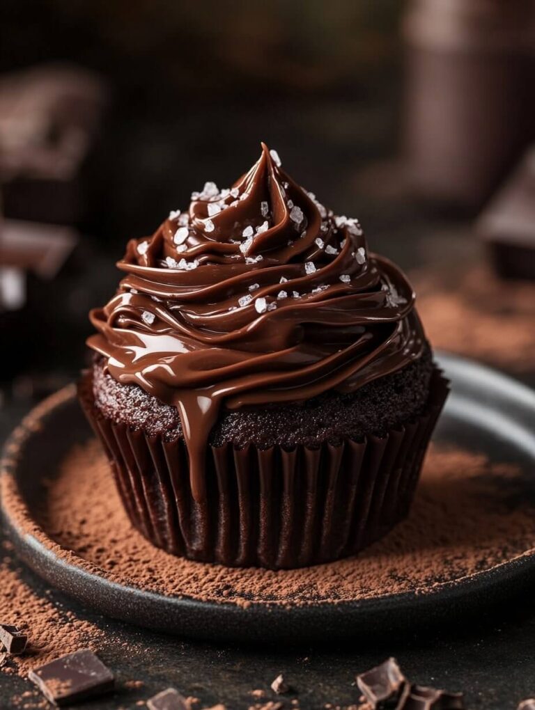 Luxurious Chocolate Cupcake with Glossy Ganache Drip