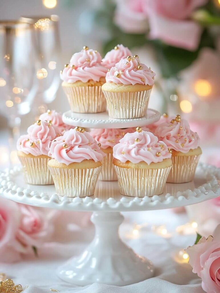 Luxurious Pink Champagne Cupcake Display