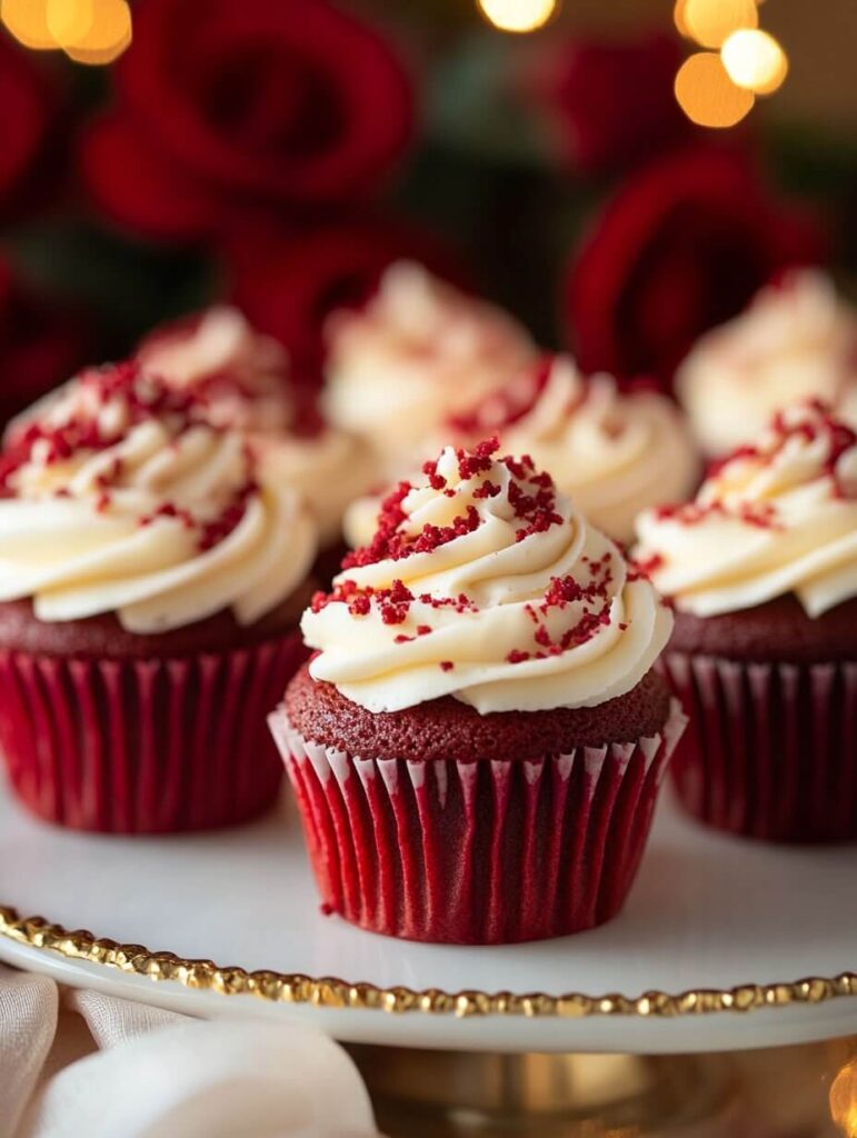 Luxurious Red Velvet Cupcake Display