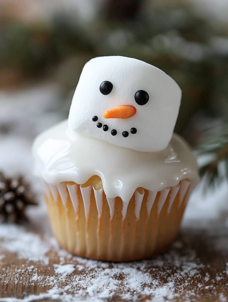 Melting Snowman Cupcake