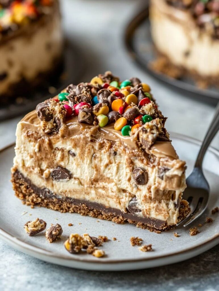 Peanut Butter Chocolate Chip Cheesecake Slice