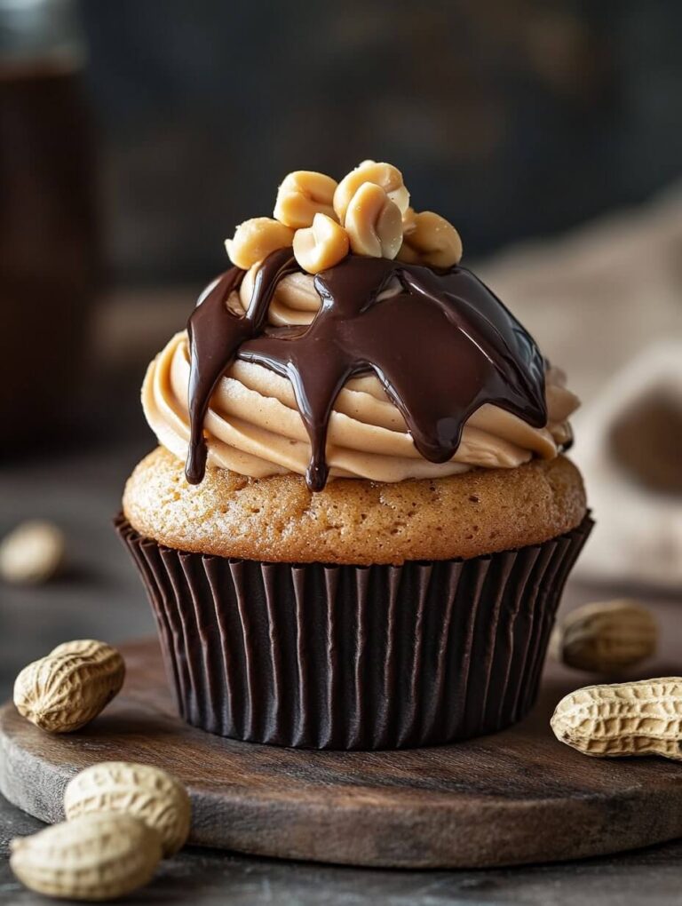 Peanut Butter Cupcake with Chocolate Drizzle