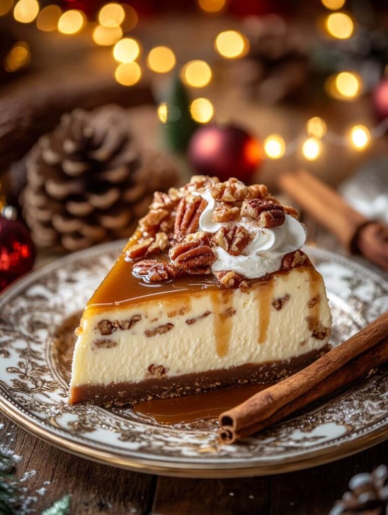 Pecan Praline Cheesecake Slice