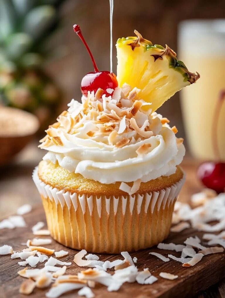 Piña Colada Cupcake with Coconut Drizzle