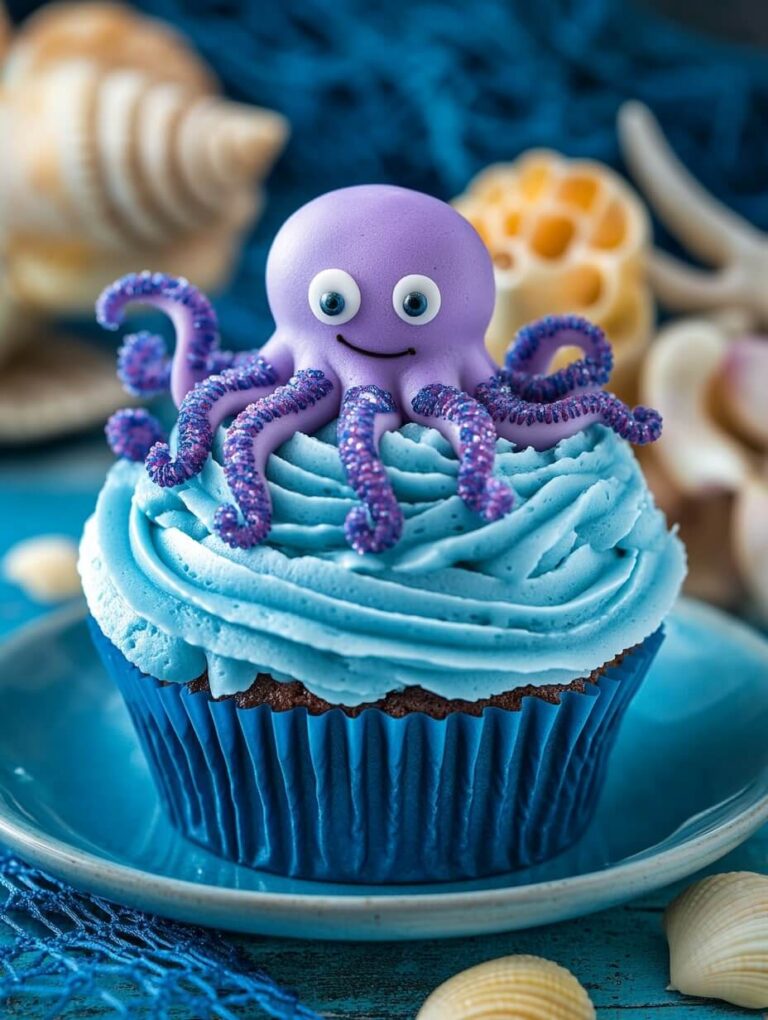 Playful Smiling Octopus Cupcake