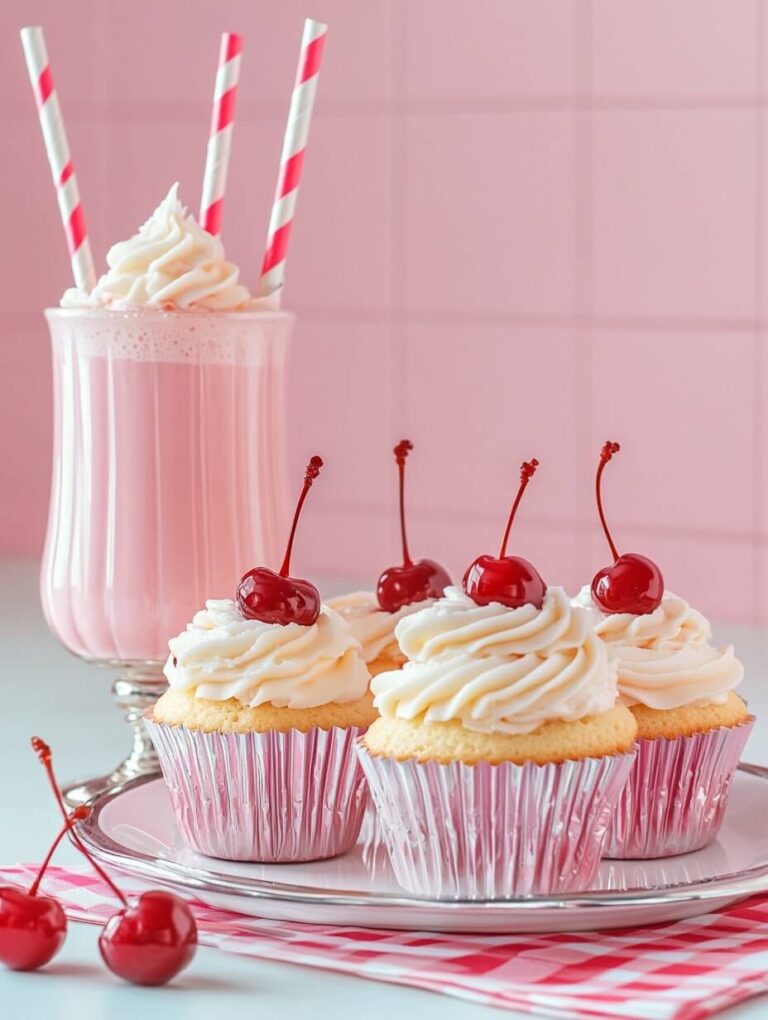 Retro Diner Milkshake Cupcake Display