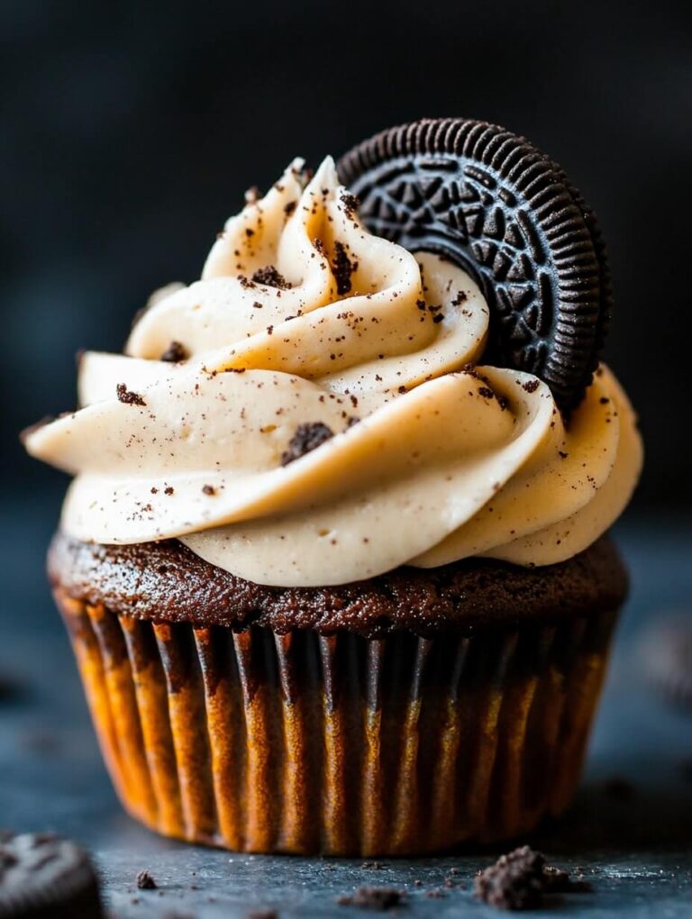 Rich Chocolate Cupcake with Cookies and Cream Frosting