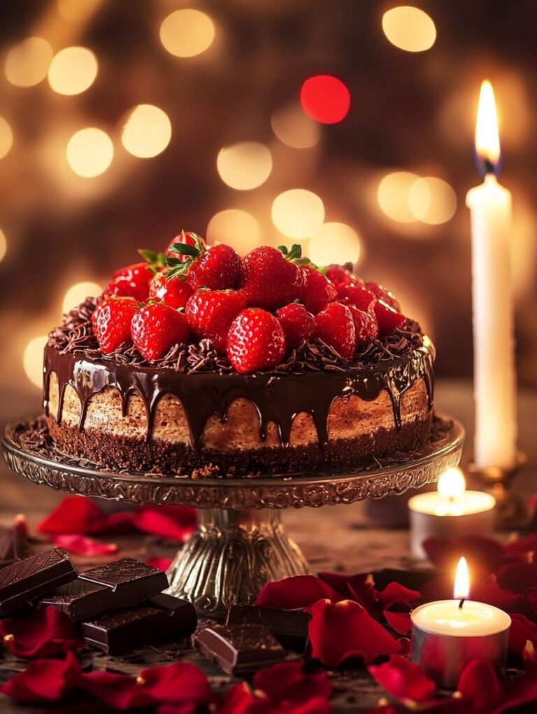 Romantic Chocolate Strawberry Cheesecake