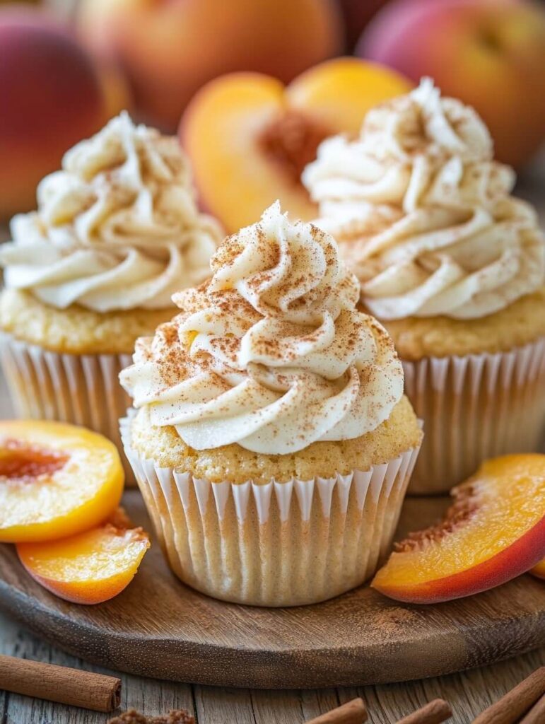 Rustic Peach and Cinnamon Cupcake Trio