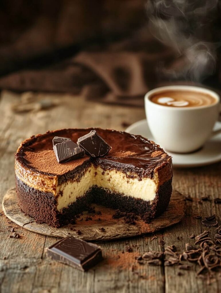 Rustic cheesecake with coffee pairing