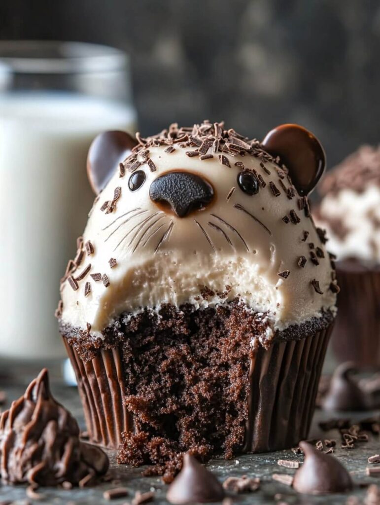 Sea Otter Cupcake with a Soft Creamy Center