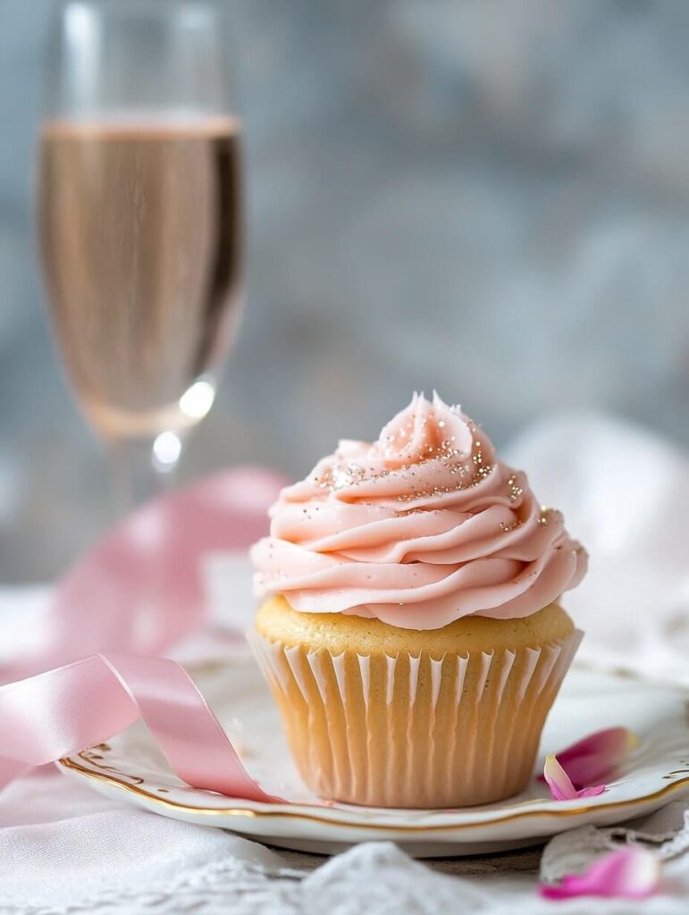 Single Pink Champagne Cupcake